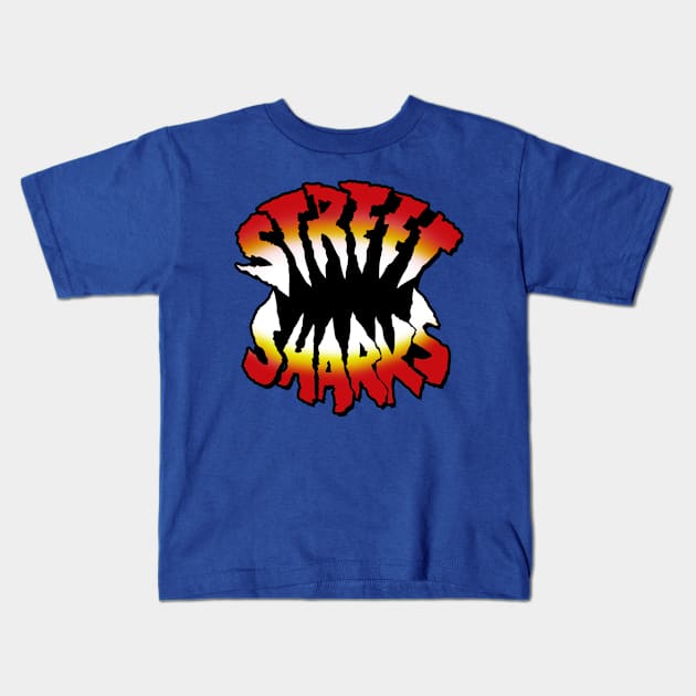 Street Sharks Kids T-Shirt by mighty corps studio